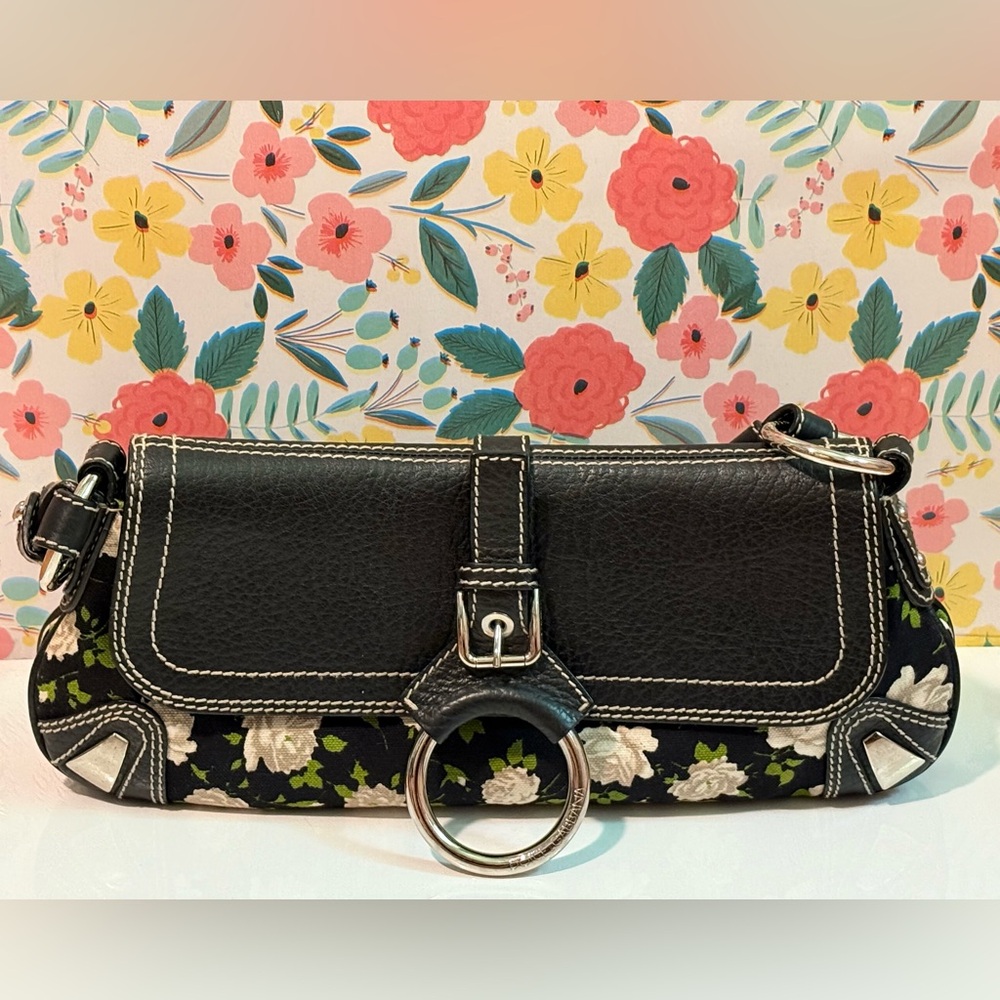 Dolce & Gabbana Floral Canvas & Leather Shoulder Bag Black Multi EUC MSRP $2200 - Picture 14 of 16